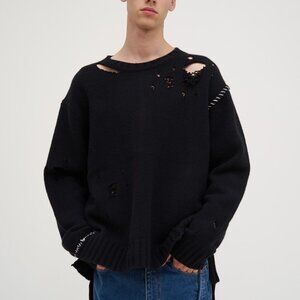 AMBUSH Damaged Grunge Goth Black Knit Sweater - Deadstock - Sold Out